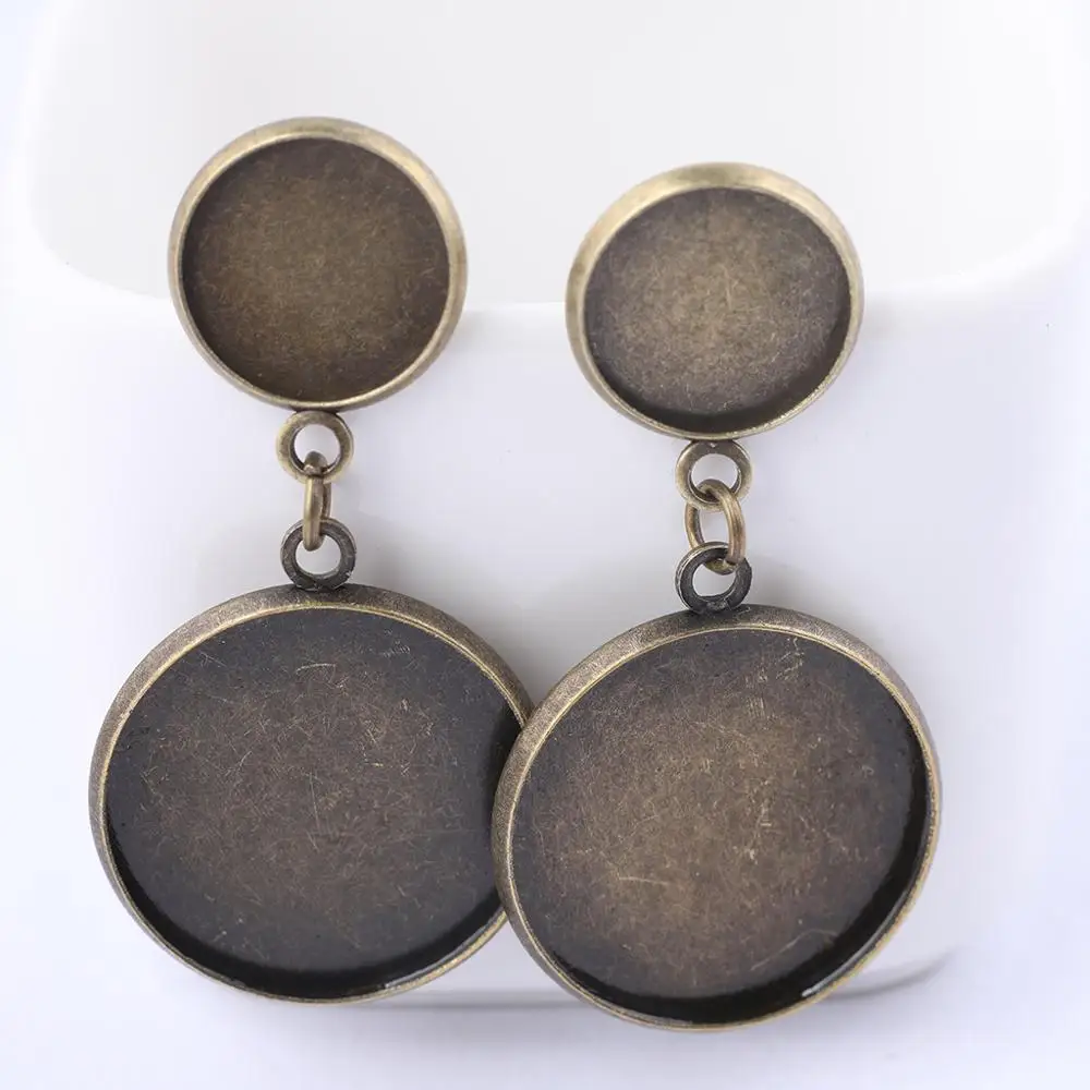 onwear 10pcs 12mm 20mm cabochon earring stud base blanks diy cameo bezel settings for earrings jewelry making