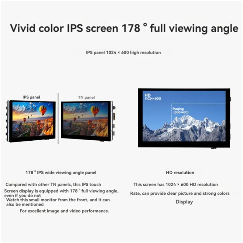 -A96P 5Inch Capacitive Touch Screen IPS 1024X600 HD -Compatible For Raspberry Pi/Jetson Series Motherboard/PC Screen