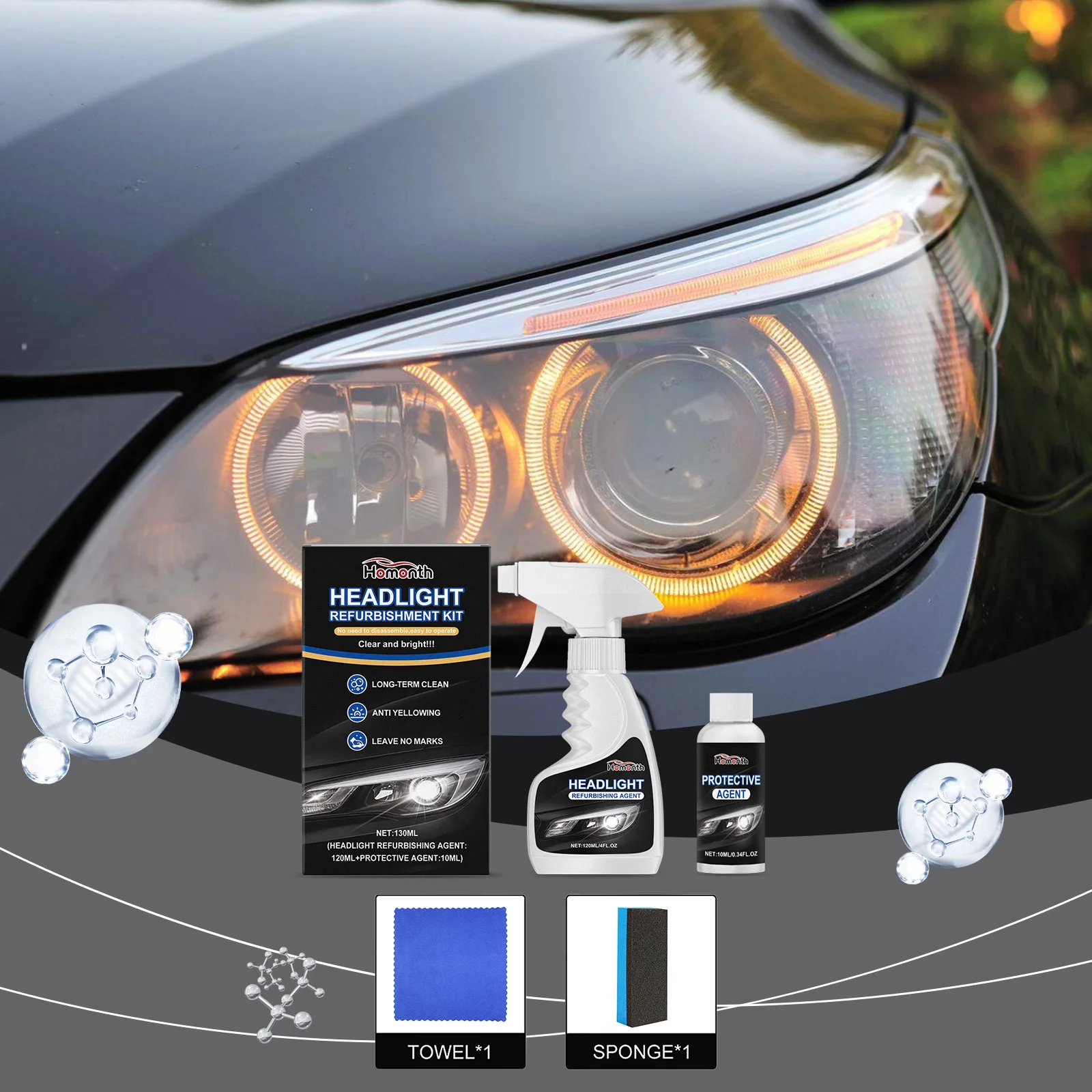 Headlight Restorer Polishing Paste Kit Car Lamp Scratch Remover Cleaner Refurbish Agent For All Vehicle Headlights Taillights