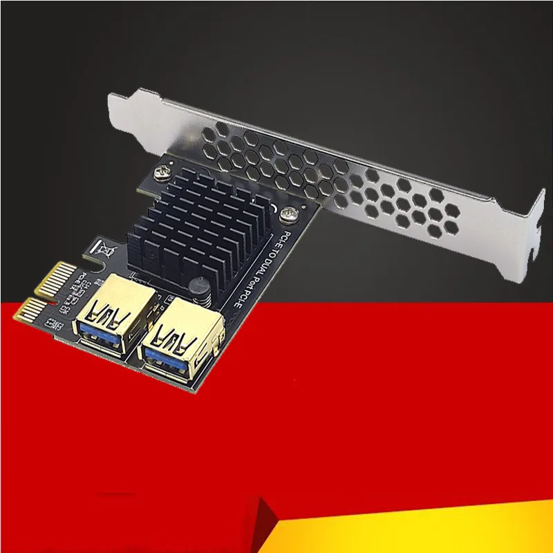 الذهب PCI اكسبرس مضاعف PCIE PCI-E الناهض بطاقة 1 إلى 2 USB 3.0 Hub X16 PCI Express 1X 16X محول ل BTC تعدين البيتكوين التعدين