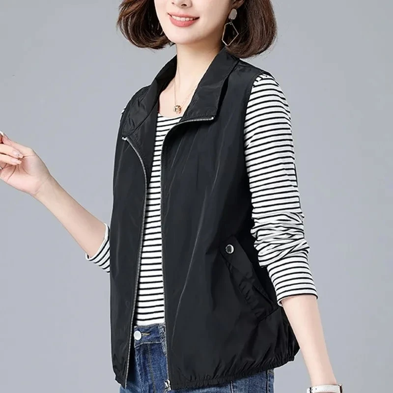 Spring/Summer Vest Jacket Female Fashion Slim Liner Breathable Sleeveless Coat Solid Lightweight Casual Women\'s Waistcoat Tops