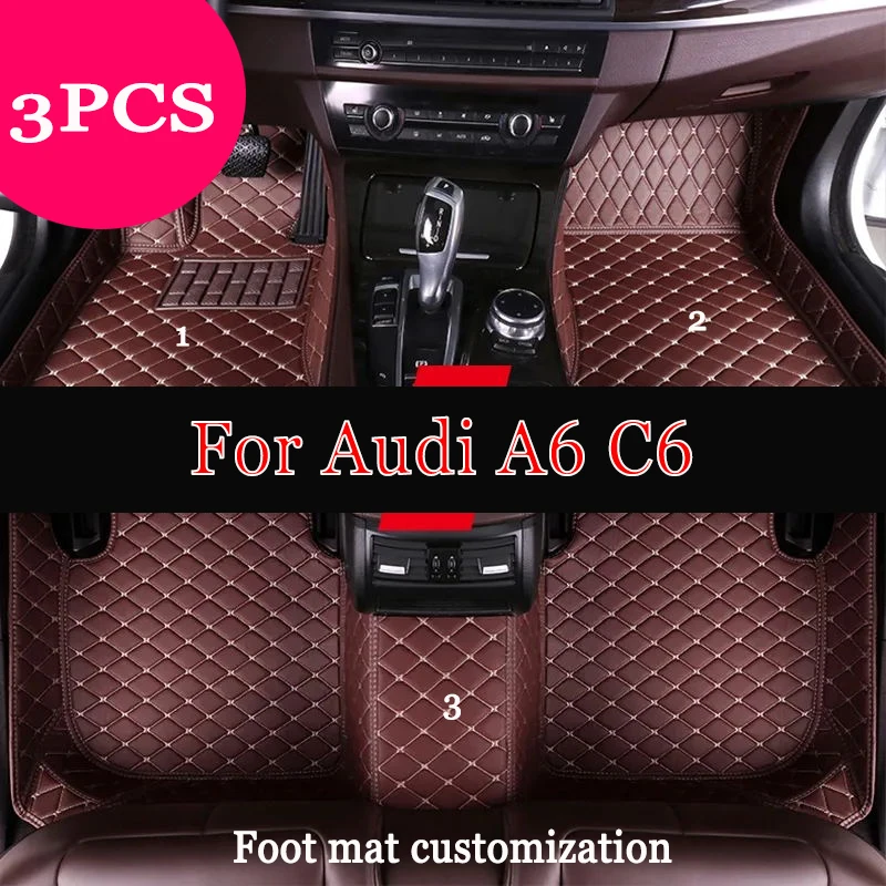 

Car Floor Mats For Audi A6 C6 4F 2004~2011 Carpet Luxury Leather Mat Full Set Durable Rug Auto Interior Parts Car Accessories