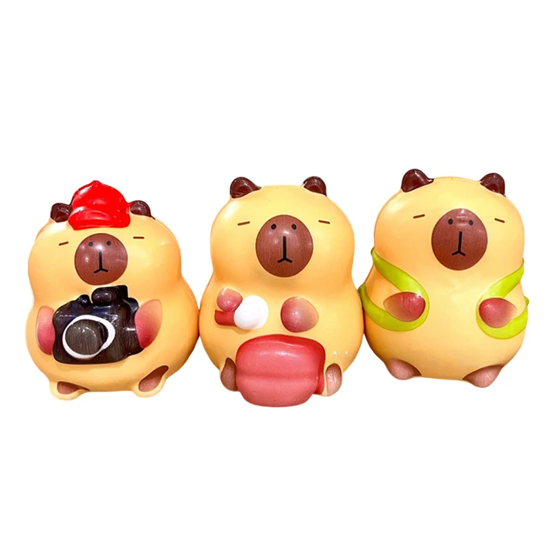 1Pcs Cute Sensory Toy Capybara Squeeze Toy PU Slow Rebounce Capybara Model Doll Toy Pinch Decompression Toy Desktop Ornament