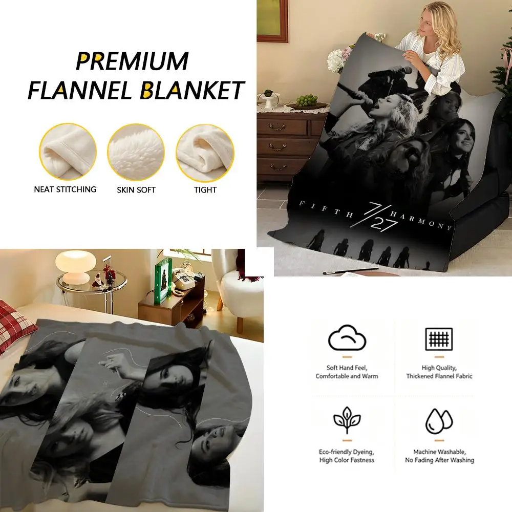 Music F-Fifth H-Harmony Throw Flannel Blanket, Soft Warm, Durable & Washable cute Cool