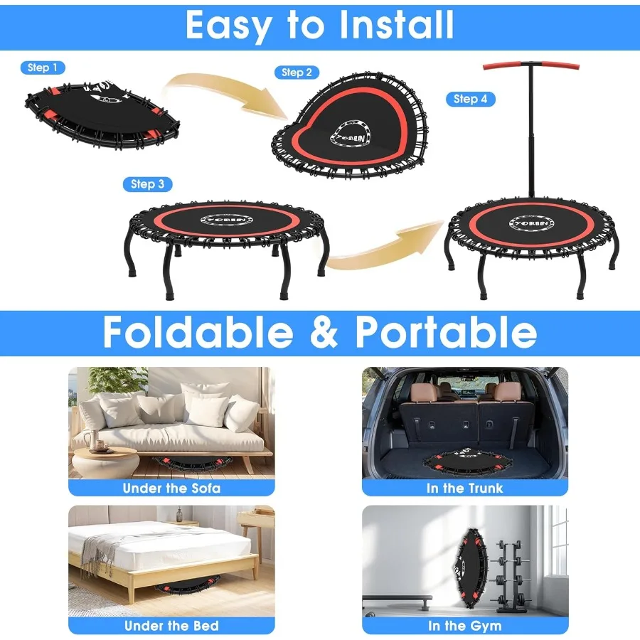 ترامبولين ريباوندر للبالغين حتى 330 رطلًا، معدات تمارين اللياقة البدنية الداخلية متوفرة بحجم صغير 40 48 50 مع كعكة متينة #6