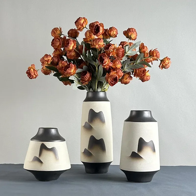 for New Chinese Style Jingdezhen High Temperature Pure Handmade Retro Landscape Ceramic Vase Creative Home Ornament