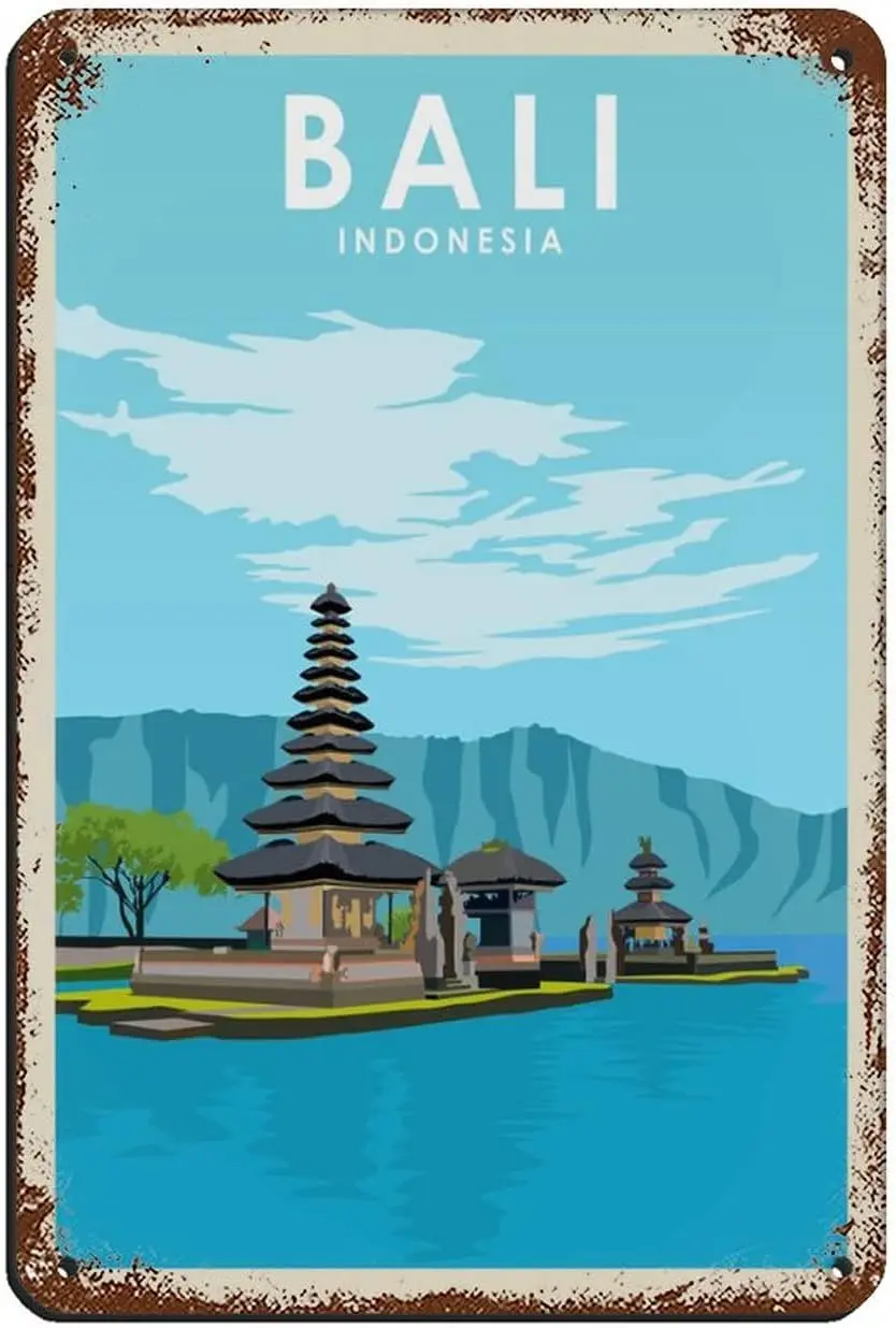 

Bali Indonesia Vintage Retro Travel Poster Retro Poster Metal Tin Sign Chic Art Retro Iron Painting Bar People Cave Cafe Family