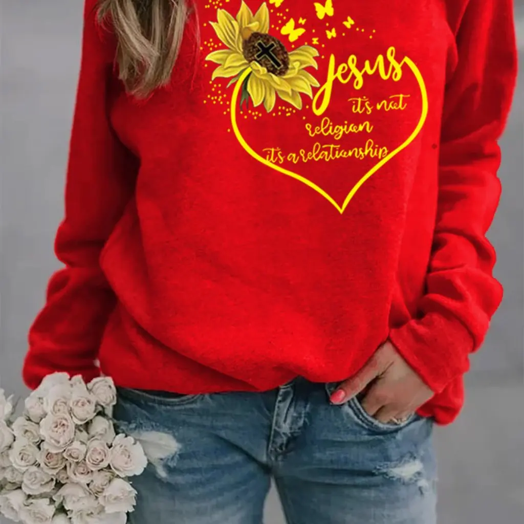 Świąteczna bluza damska z okrągłym dekoltem i kreatywnym nadrukiem liter, modny top w stylu europejskim i amerykańskim.