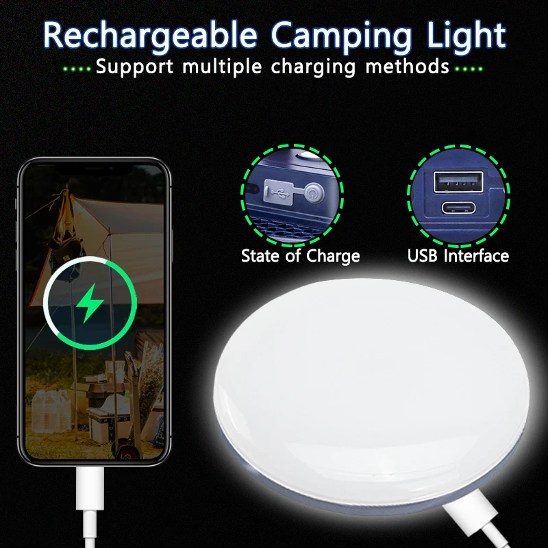 Maetff 13500mAh LED Rechargeable Lantern Portable Emergency Night Market Light Outdoor Camping Bulb Tent Lamp Flashlight