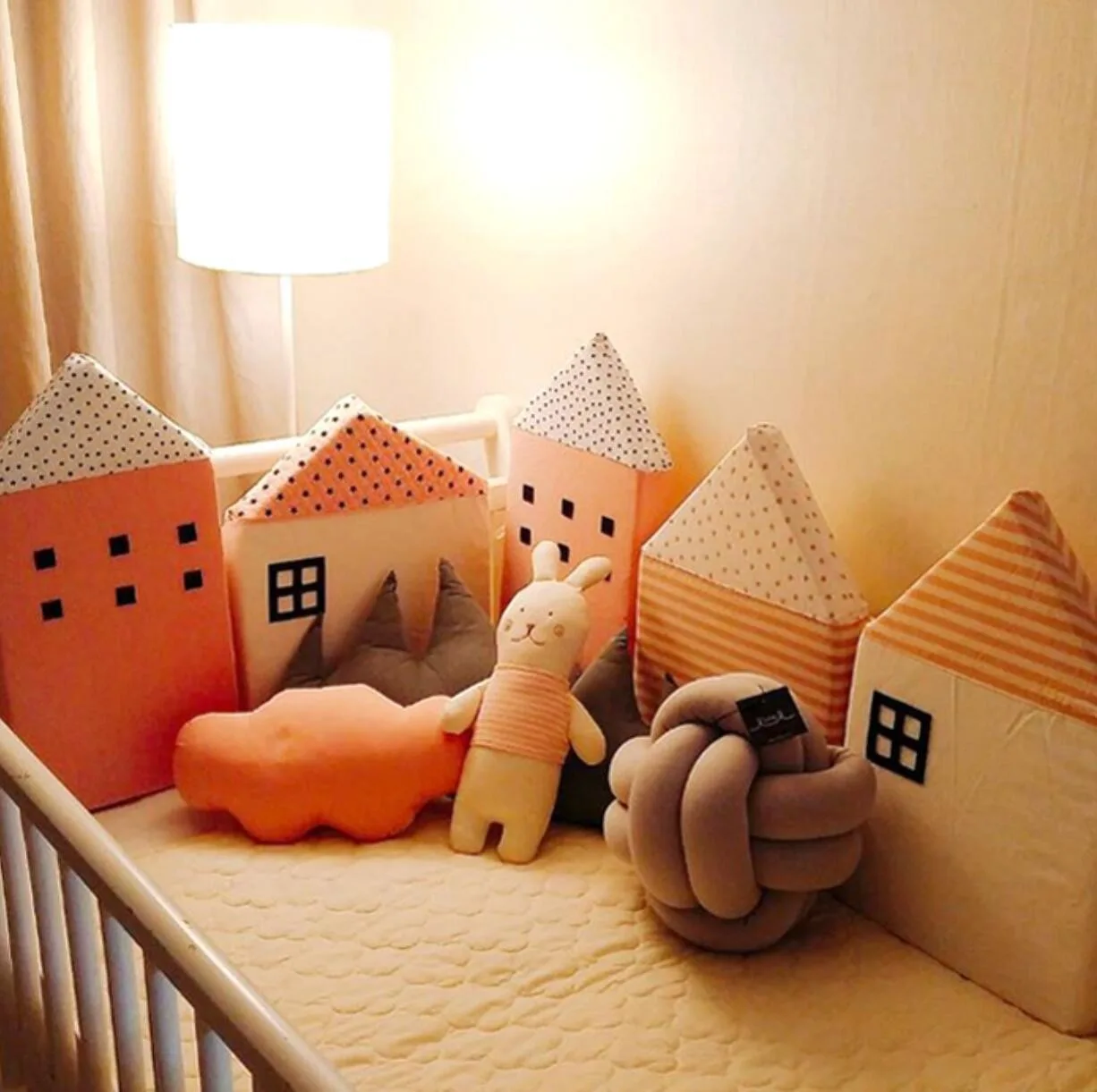 

Ins Nordic маленький дом, шкаф для кровати, ограждение для предотвращения столкновений, многоцветный бампер для детской кровати, новинка 2025, юбка