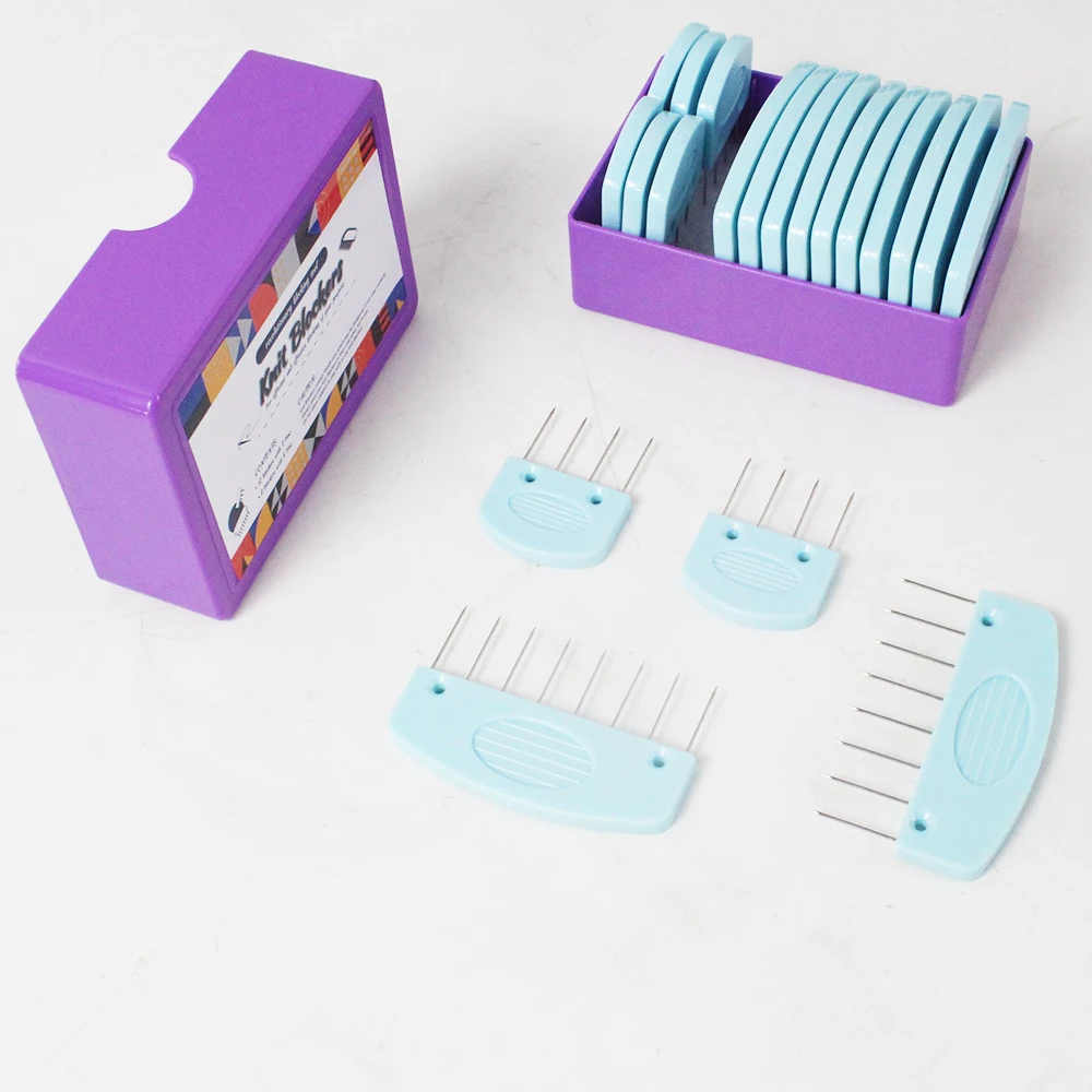 Ensemble de bloquants à tricoter en acier inoxydable de qualité supérieure, peignes et épingles de blocage de 2 tailles avec aiguilles antirouille et mallette de rangement, 20 pièces