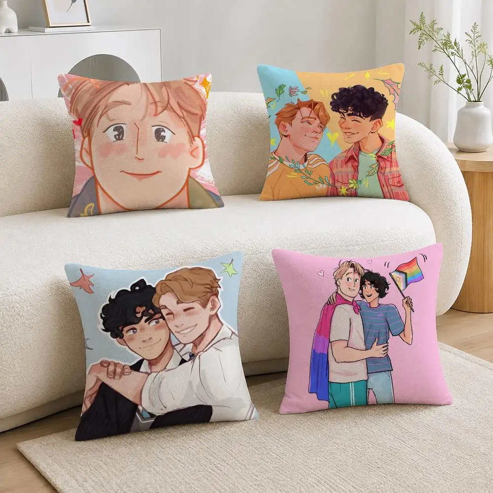 TV Series Heartstopper Cushion Cover Soft Short Plush Throw Pillowcase Sofa Bedroom Home Decor Holiday Gift