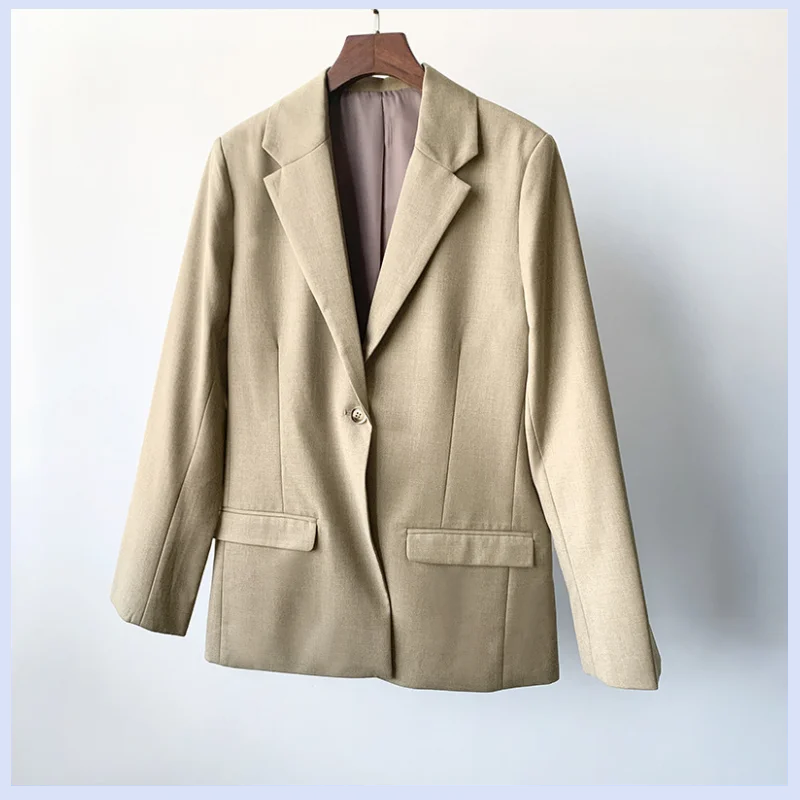 Swedish niche wool flannel British style texture silhouette casual suit jacket for women view 4