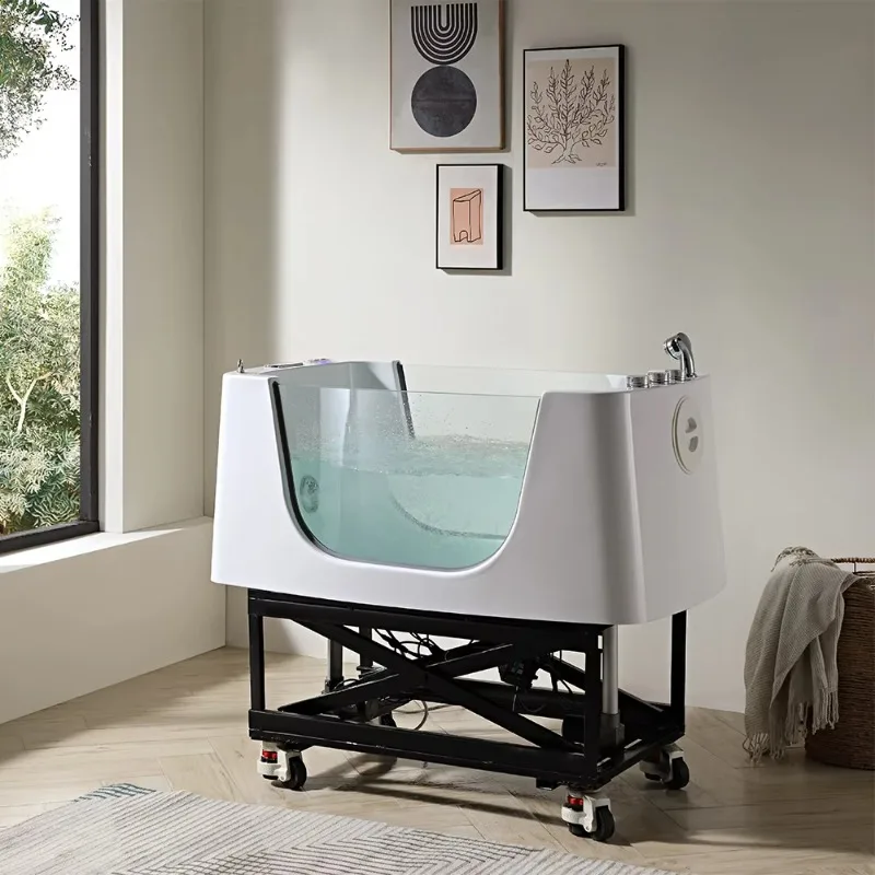 

2026 Pet Series Massage Spa Bath Tub Adjustable Removable Transparent Acrylic Bathtub