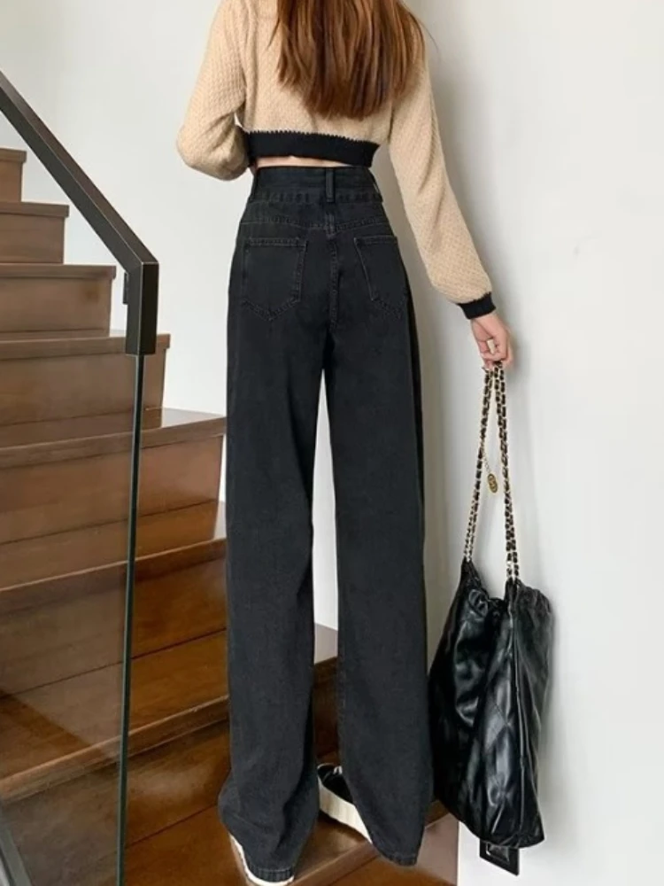 Dżinsy Moda damska All-match Streetwear Korean Style Full Length Harajuku Baggy Casual Chic Vintage Washed Denim Trousers Daily