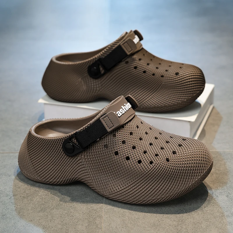 Men's Summer-Ready Chunky Sole Driving Beach Shoes 3D Texture Non-Slip Durable Comfortable Breathable Slip-On Sneakers