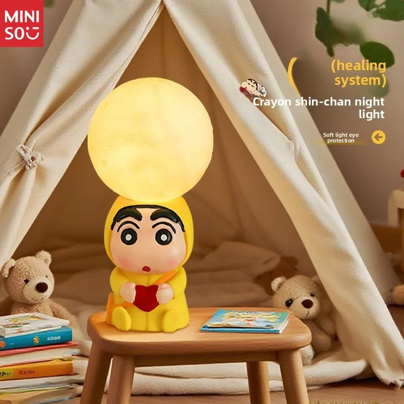 

Miniso Crayon Shin-chan Night Light | Creative Cartoon Moon & Star Desk Lamp, Bedside Decor with Ambient Glow