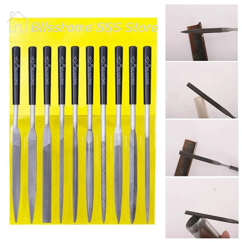 【S】10 Pieces Metal Needle File Set Metal Glass Wood High Superior Quality Material High Superior Quality Material