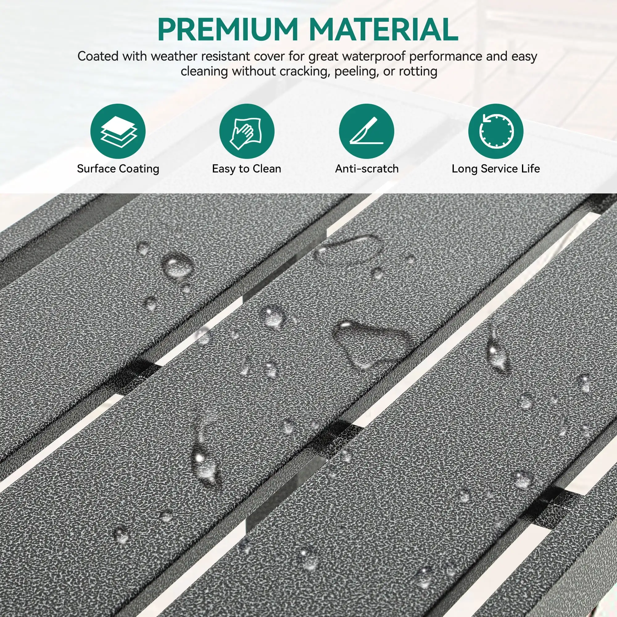 Outdoor Tall Table, 39" Slim Bar Table, Sturdy Bar Height Table for Terrace, Veranda, Backyard, Pool Area, Gray