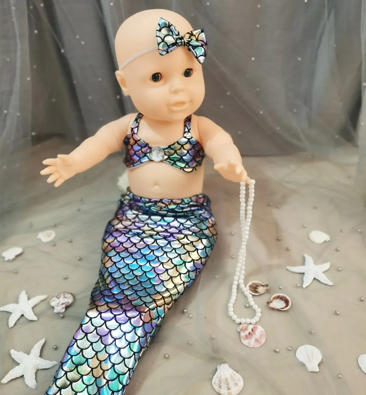 Newborn Photography Outfit Baby Mermaid Costumes New Born Romper Newborn Shooting Clothes Baby Boy Accessories Baby Photo Props