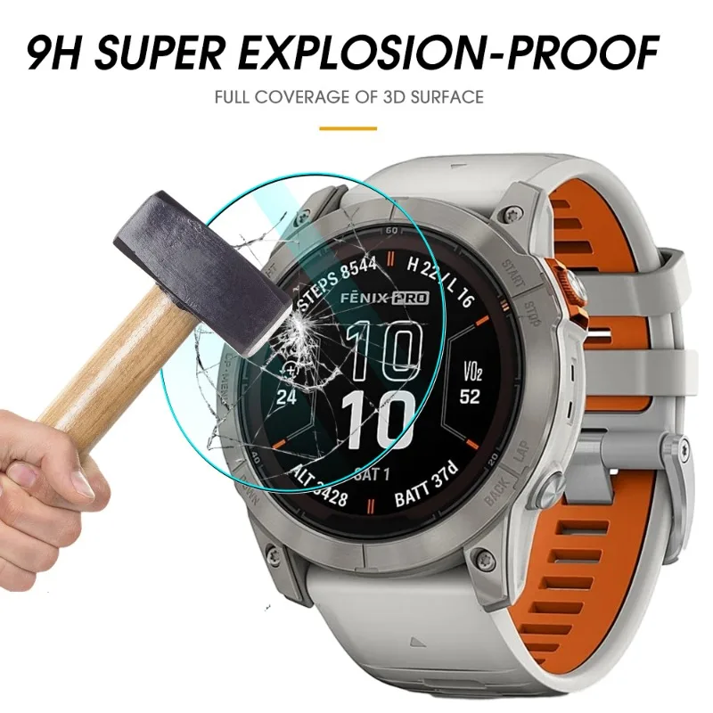 Protetor de Tela Transparente HD para Smartwatch, Vidro Temperado, Capa à Prova de Explosão, Acessórios para Filme, Garmin Fenix 7Pro 7X Pro 7S Pro