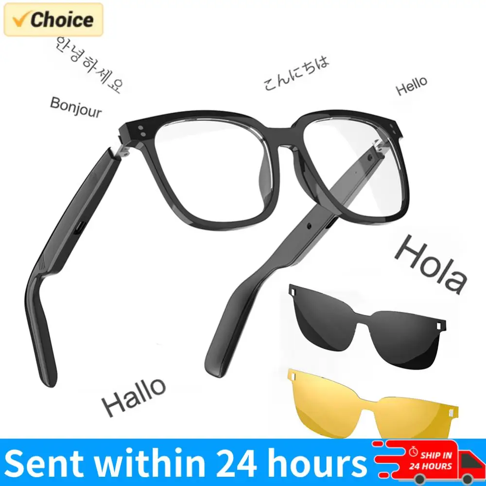 

AI Smart Translate Eyeglasses 144 Languages Audio Music Call Sunglasses Rechargeable Polarized Lens Smart Glasses for Men Women