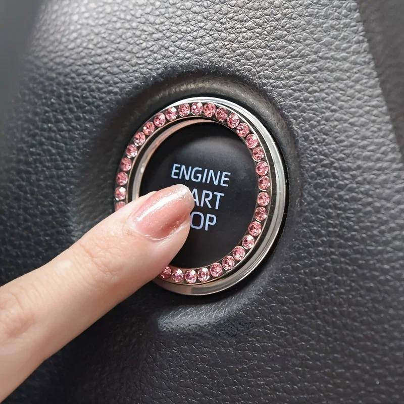 

Car One-Click Engine Start Stop Switch Button Cover Crystal Rhinestone Cover Protector Ring Hand-set Sticker Decoration