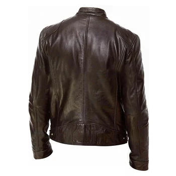 2024 Motorcycle Leather Jackets Man Casual Fashion Motorcycle Coat Slim Fit Lapel PU Jackets Autumn Anti-wind Leather Coat Male 4