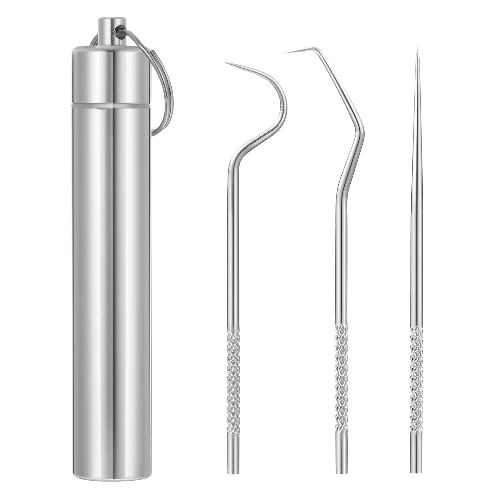 

Teeth Picker Reusable Toothpicks Key Fob Stainless Steel Kit Portable Keychain Design Tools Metal