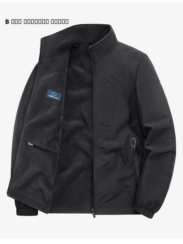 

Мужская двусторонняя утепленная куртка для осени и зимы, ветрозащитная, водонепроницаемая, хлопковая, с воротником-стойкой, длинными рукавами, на молнии