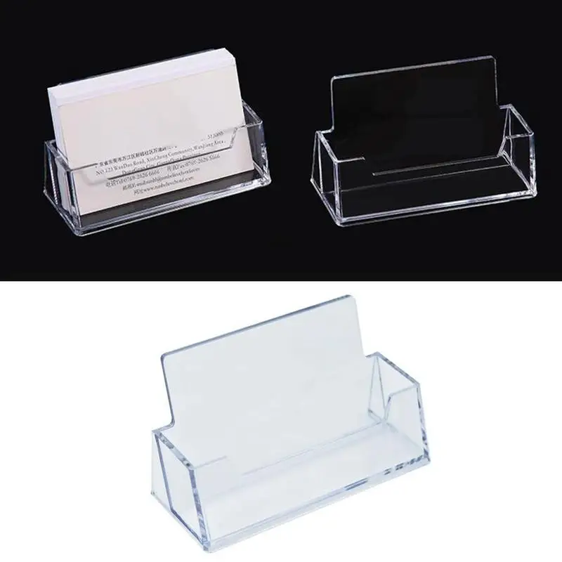 Acrylic Business Card Holder For Desk, Clear Horizontal Professional Desktop Card Organizer For Office Reception Trade Shows