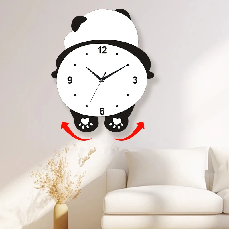 Panda Wall Clock, silent, modern design, wall clock, living room, children's room, art wall decoration