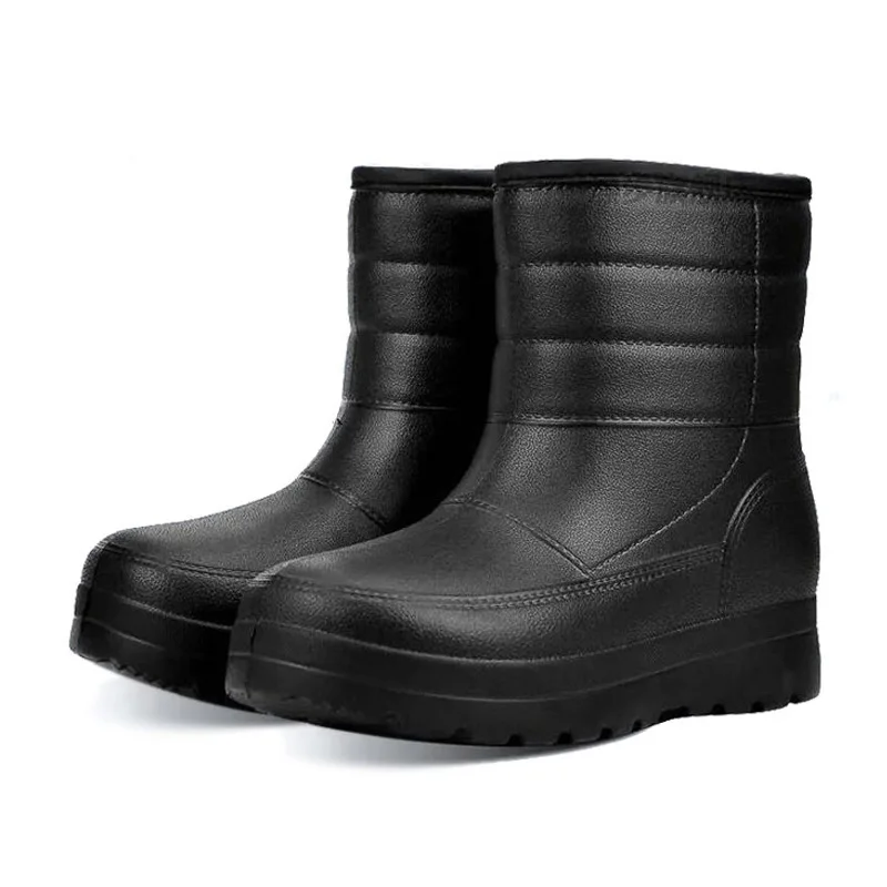 

Men's Rain Boots Winter Waterproof Snow Boots Warm Fur Men Shoes Outdoor Fishing Shoes EVA Rain Shoes Fleece Man Antislip Boots