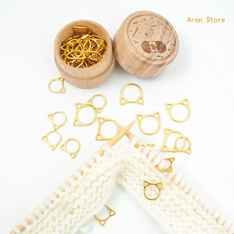 30 ชิ้น DIY ถักโครเชต์ Locking Stitch Marker หูแมวถัก Stitch แหวน H3CF