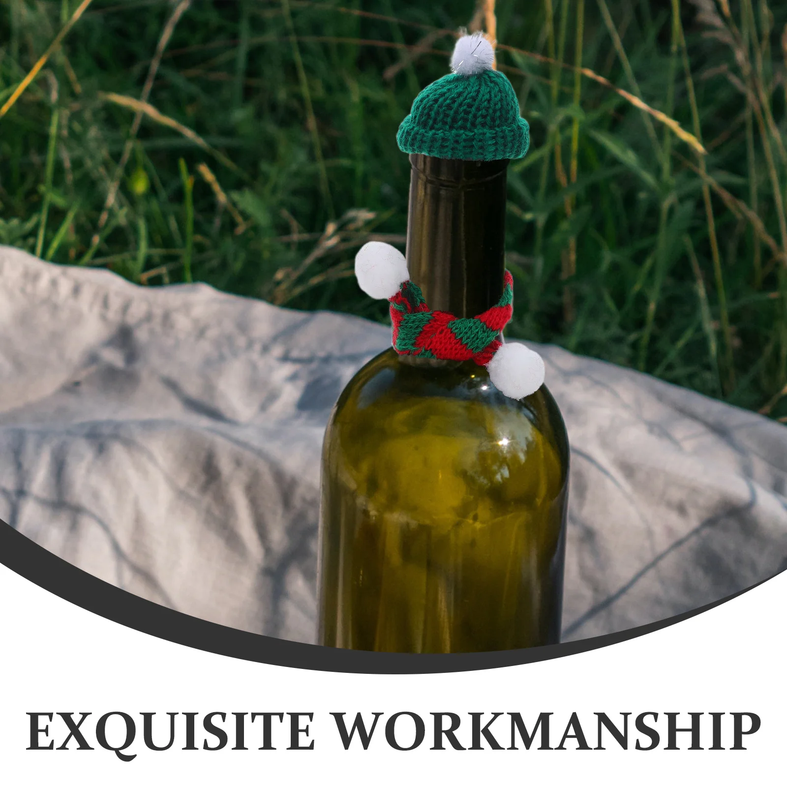 48Pcs Christmas Wine Bottle Hats Mini Knit Santa Caps Festive DIY Craft Decorations Home Party Tableware Holders