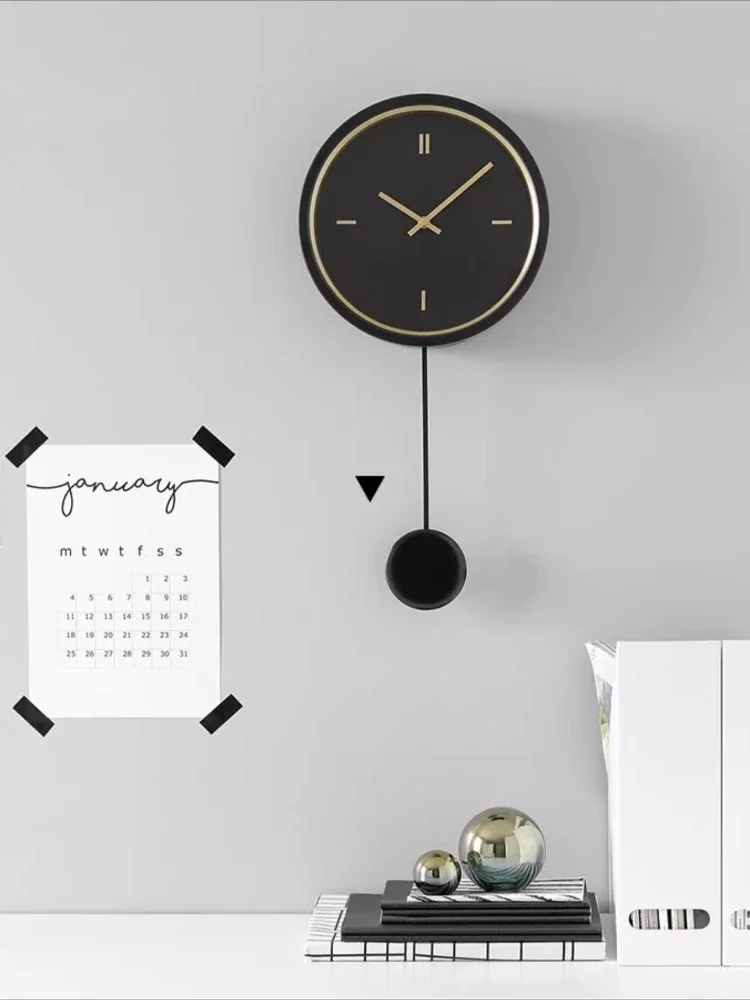 Nordic Minimalist Living Room Wall Clock, Silent Modern Swing Timepiece, Creative Luxury Hanging Clock for Home Use