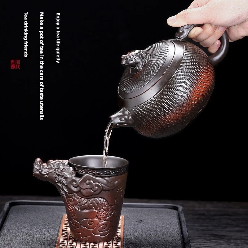 

Household Xishi Pot Purple Pottery Pot Kung Fu Tea Set Large-capacity Purple Clay Pot Handmade Jumping Knife Craft