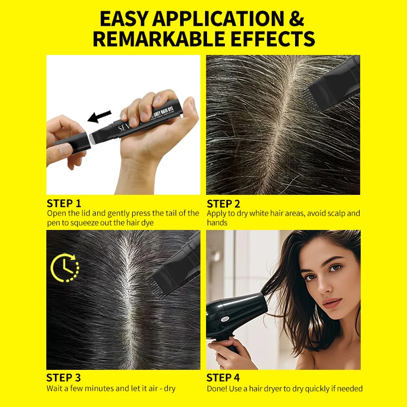 المتاح صبغة شعر القلم 4 ألوان كريم صبغة شعر التستر المؤقت الأبيض خافي عيوب الشعر المحلي اللمس حتى عصا لون الشعر عصا #6