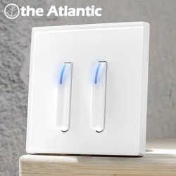 Light Switches With LED Indicator EU Power Socket Wall Outlet Piano Key Lamp Light Switches White Glass Outlet Light Switch