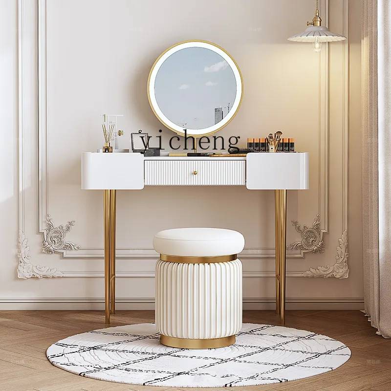 

ZYA solid wood dresser chest integrated bedroom cream style simple makeup table storage makeup table