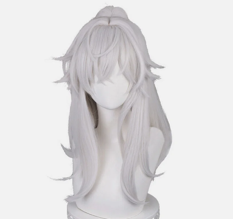 Honkai: Star Rail Jingyuan Cosplay Wigs 50cm Grey Ponytail Synthetic Hair