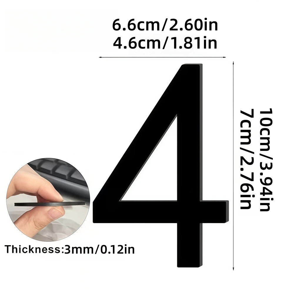 1pc 3D Black Self-Adhesive For Home Mailbox Hotel Address Number Plate Sign Door Label 0 To 9 Numeral Tag ﻿