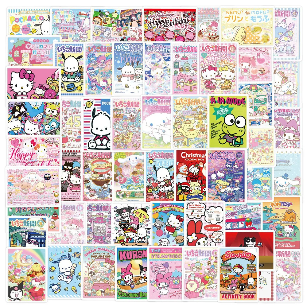 10/30/50pcs Cute Cartoon Sanrio Poster Stickers Kawaii Girls Kuromi My Melody Hello Kitty Decals Decoration Kids Sticker Toys