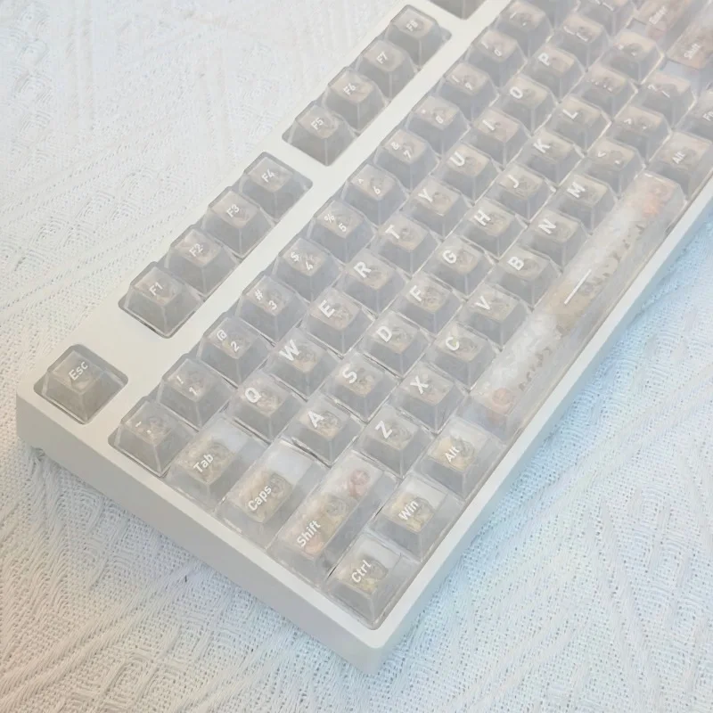 Keycap White carbon fiber keycap Luminous positive engraving 132 key small full set Original PBT magnetic axis light