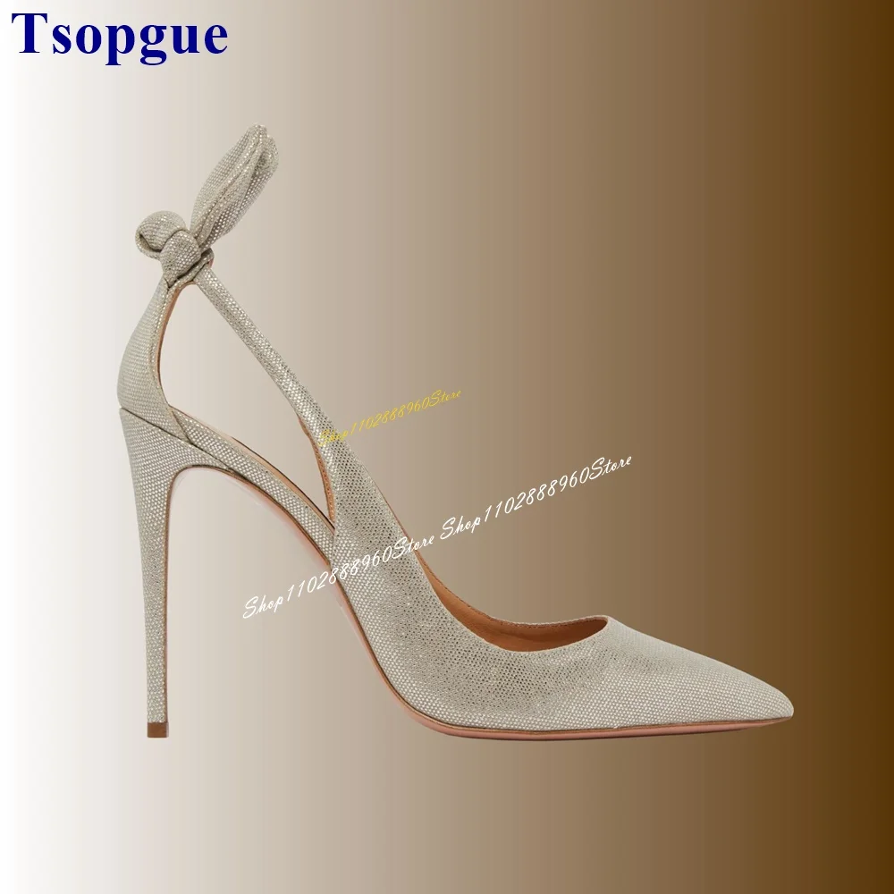 Luxury Champagne Rabbit Ear Decor Pumps Thin High Heel Shoes For Women Slip On Pointed Toe 2024 Fashionable Zapatos Para Mujere