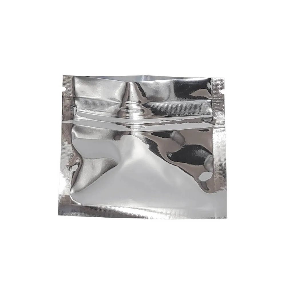 

7.5x6.3cm Small Size Zip Lock Reclosable Mylar Foil Packing Bag Food Snack Powder Tea Packaging Aluinum Foil Silver Zipper Bags