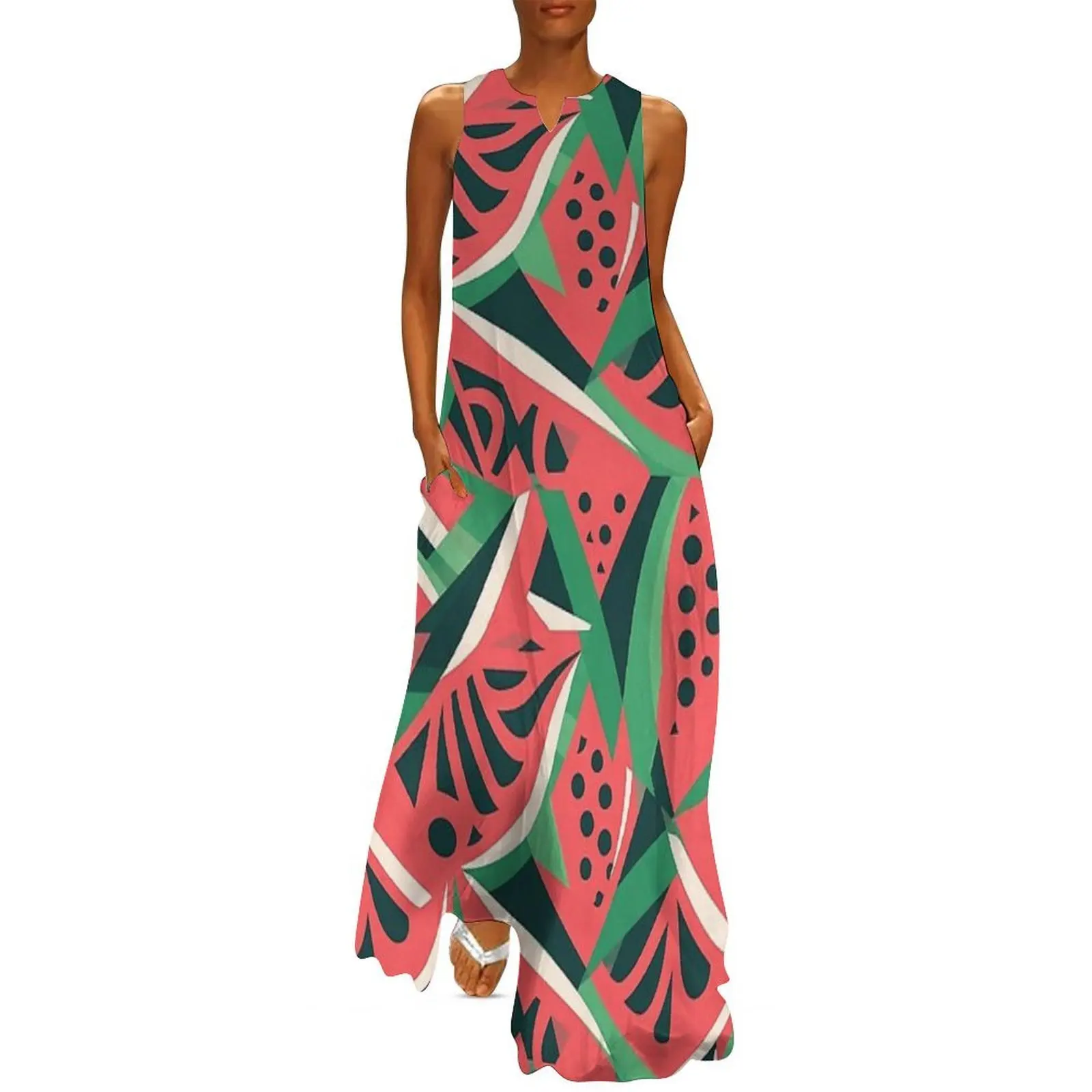 

Abstract Bold Watermelon Pattern Long Dress Cocktail of dresses sexy dress for women Dress vintage