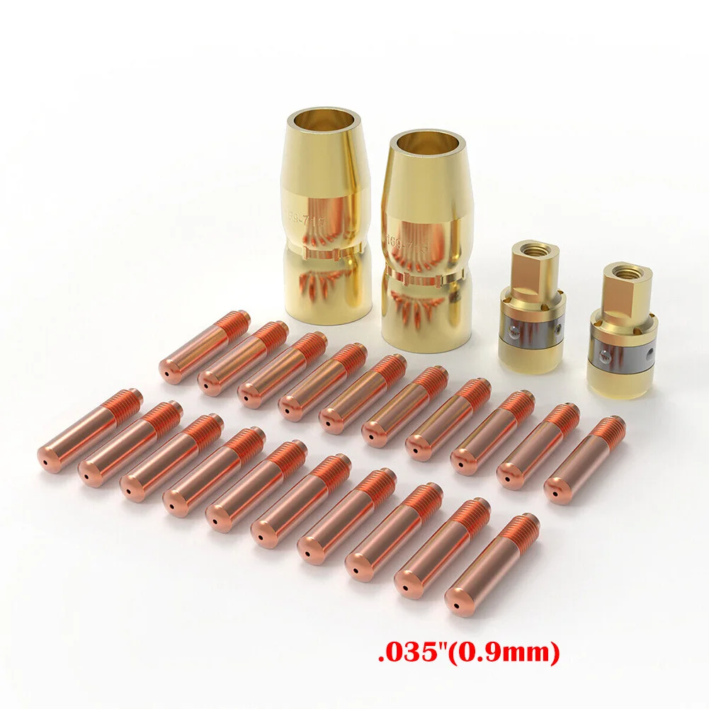 Comprehensive 24pcs MIG Welding Torch Accessory Set Copper Nozzles 0.6mm/0.8mm/0.9mm Gas Diffusers Nozzles For Miller/Hobart