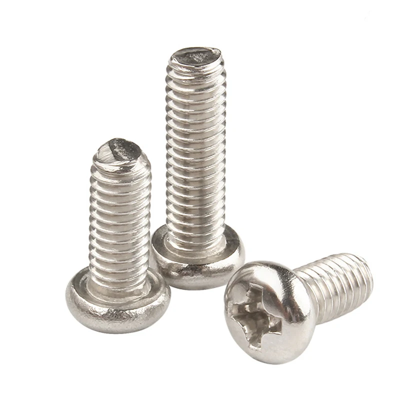 20-500pcs M1 M1.2 M1.4 M1.6 m1.7 M2 M2.5 M2.6 M3 M3.5 M4 Nickel Plated Carbon Steel Cross Phillips Round Pan Head Screw Bolt