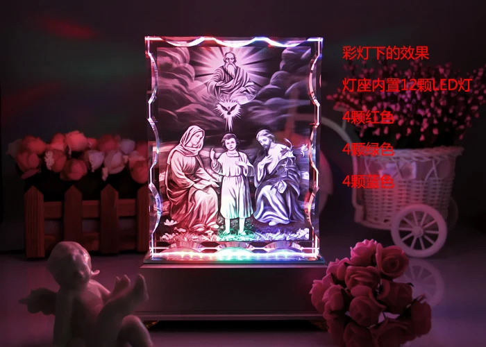 Special offer --TOP Art Collectible collection Home Decor Decoration Religious 3D the Madonna Jesus Christ Crystal